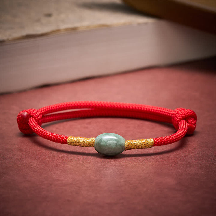 Buddha Stones Bracelet de protection en perles de jade et cordon rouge - image 1