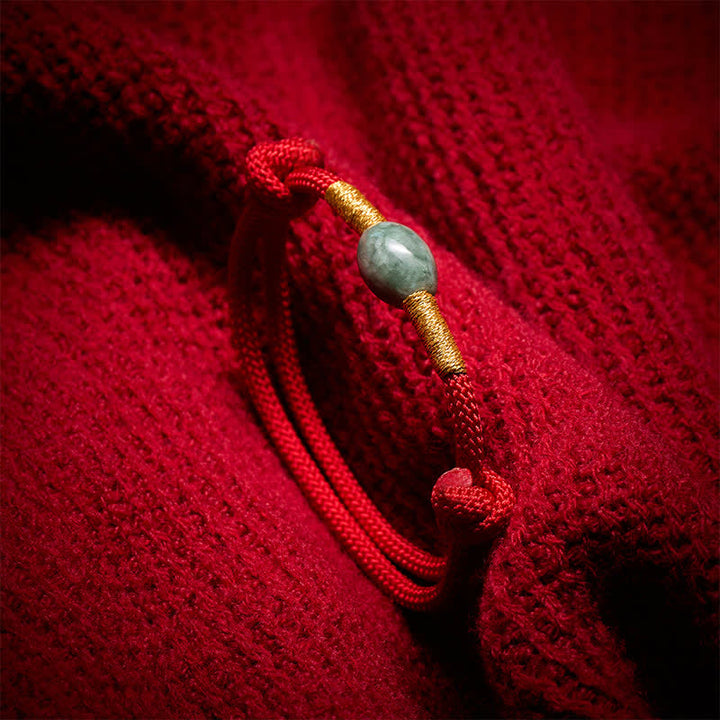 Buddha Stones Bracelet de protection en perles de jade et cordon rouge - image 2