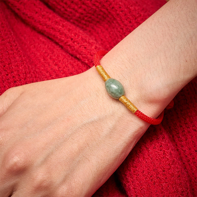 Buddha Stones Bracelet de protection en perles de jade et cordon rouge - image 3
