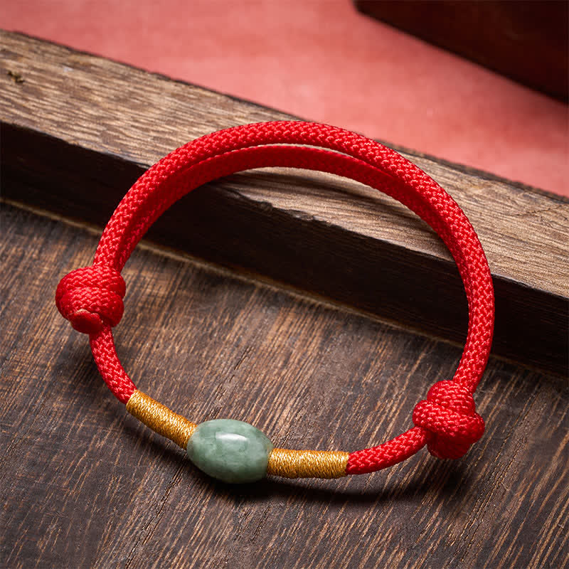 Buddha Stones Bracelet de protection en perles de jade et cordon rouge - Cordon rouge - image 0