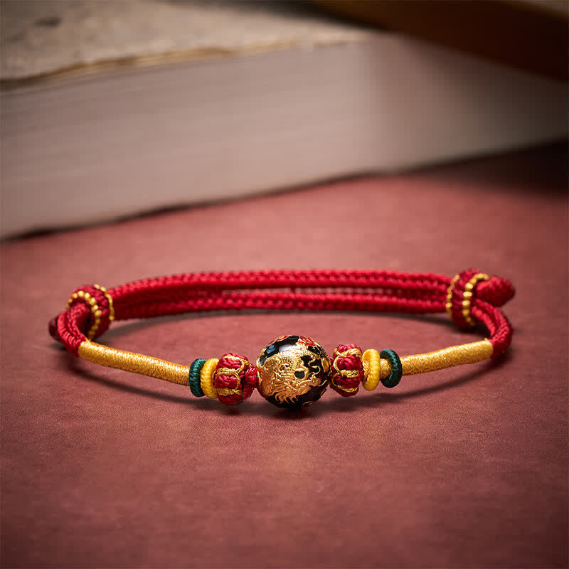 Buddha Stones Bracelet tressé résistant avec perle de dragon en cuivre et fil rouge - image 2