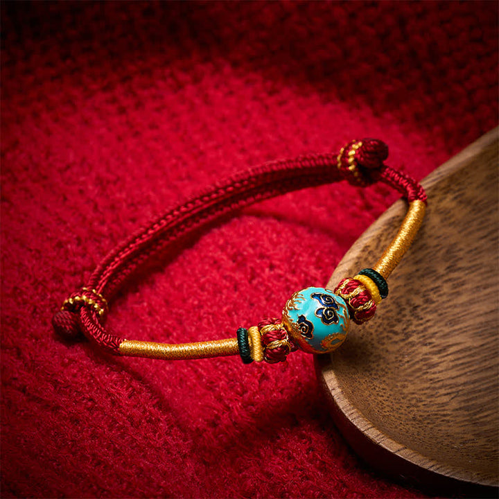 Buddha Stones Bracelet tressé résistant avec perle de dragon en cuivre et fil rouge - Cordon rouge foncé (Tour de poignet : 15–20 cm) - Perle de Phénix - image 10