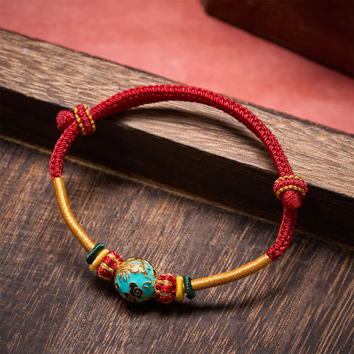 Buddha Stones Bracelet tressé résistant avec perle de dragon en cuivre et fil rouge - image 11