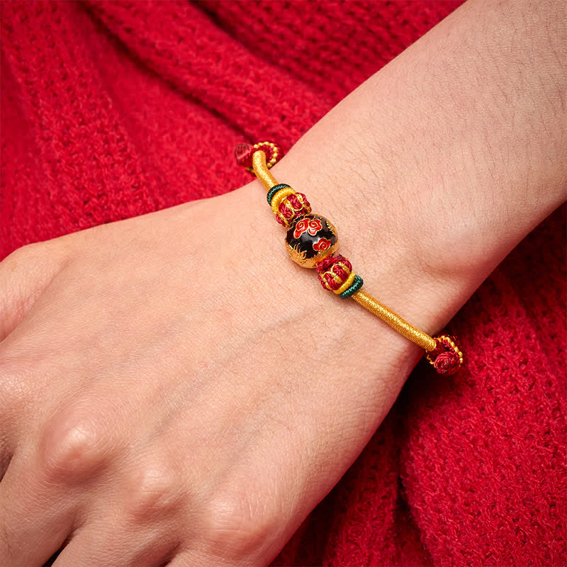 Buddha Stones Bracelet tressé résistant avec perle de dragon en cuivre et fil rouge - image 3