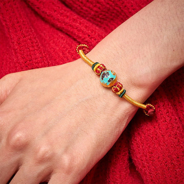 Buddha Stones Bracelet tressé résistant avec perle de dragon en cuivre et fil rouge - image 13