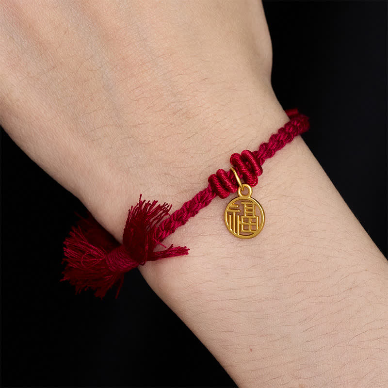 Buddha Stones Bracelet en cuivre, lotus et cordon rouge, symbole de nouveau départ - image 8