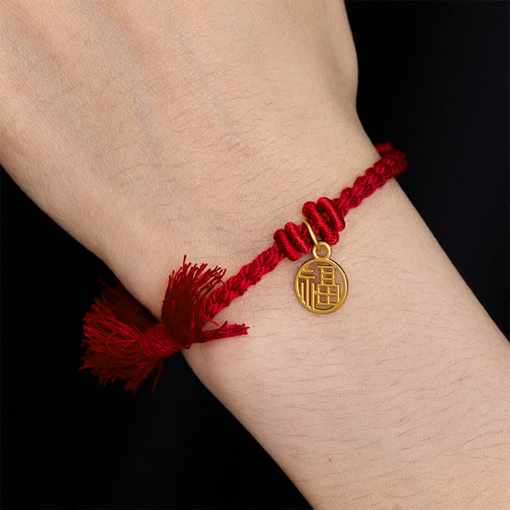 Buddha Stones Bracelet en cuivre, lotus et cordon rouge, symbole de nouveau départ - image 14