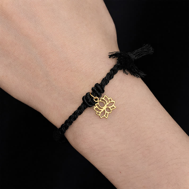Buddha Stones Bracelet en cuivre, lotus et cordon rouge, symbole de nouveau départ - image 16