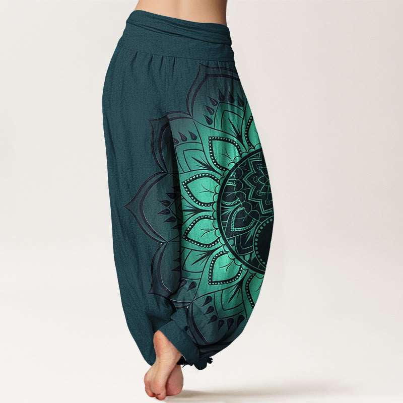 Buddha Stones Pantalon harem pour femme en coton à motif mandala symétrique et taille élastique - image 6