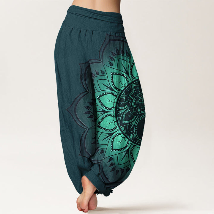 Buddha Stones Pantalon harem pour femme en coton à motif mandala symétrique et taille élastique - image 6