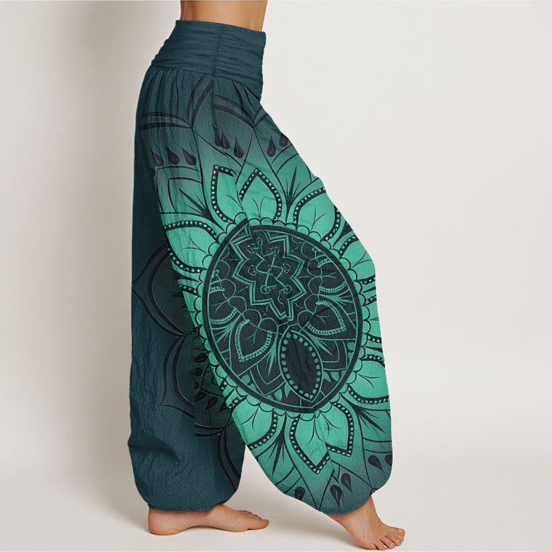 Buddha Stones Pantalon harem pour femme en coton à motif mandala symétrique et taille élastique - image 7