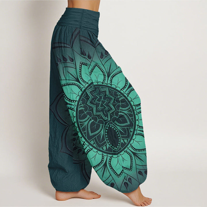 Buddha Stones Pantalon harem pour femme en coton à motif mandala symétrique et taille élastique - image 7