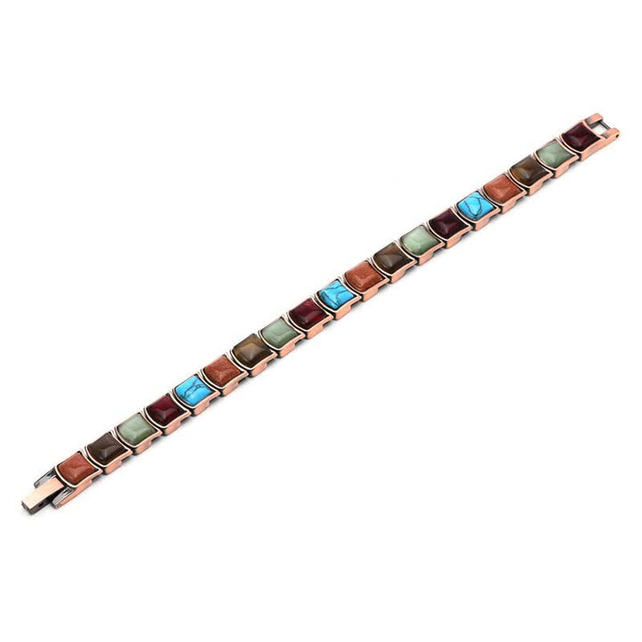 Buddha Stones Bracelet magnétique Balance vintage en cuivre incrusté de turquoise - image 4