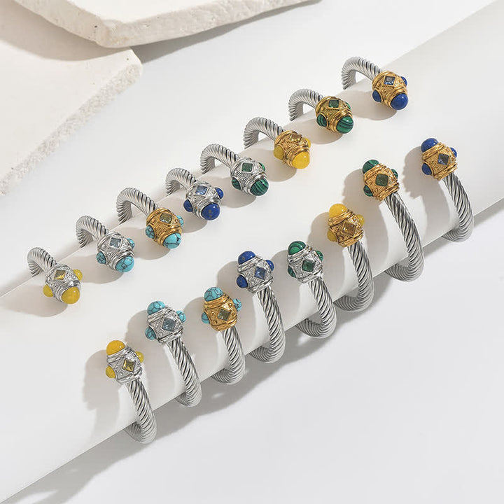 Buddha Stones Bracelet manchette bicolore à spirale énergétique en acier inoxydable - image 3