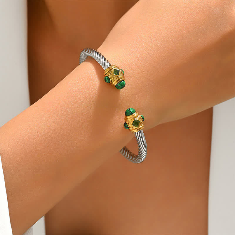 Buddha Stones Bracelet manchette bicolore à spirale énergétique en acier inoxydable - image 2