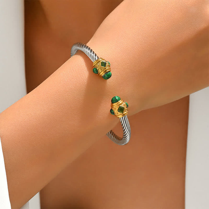 Buddha Stones Bracelet manchette bicolore à spirale énergétique en acier inoxydable - image 2