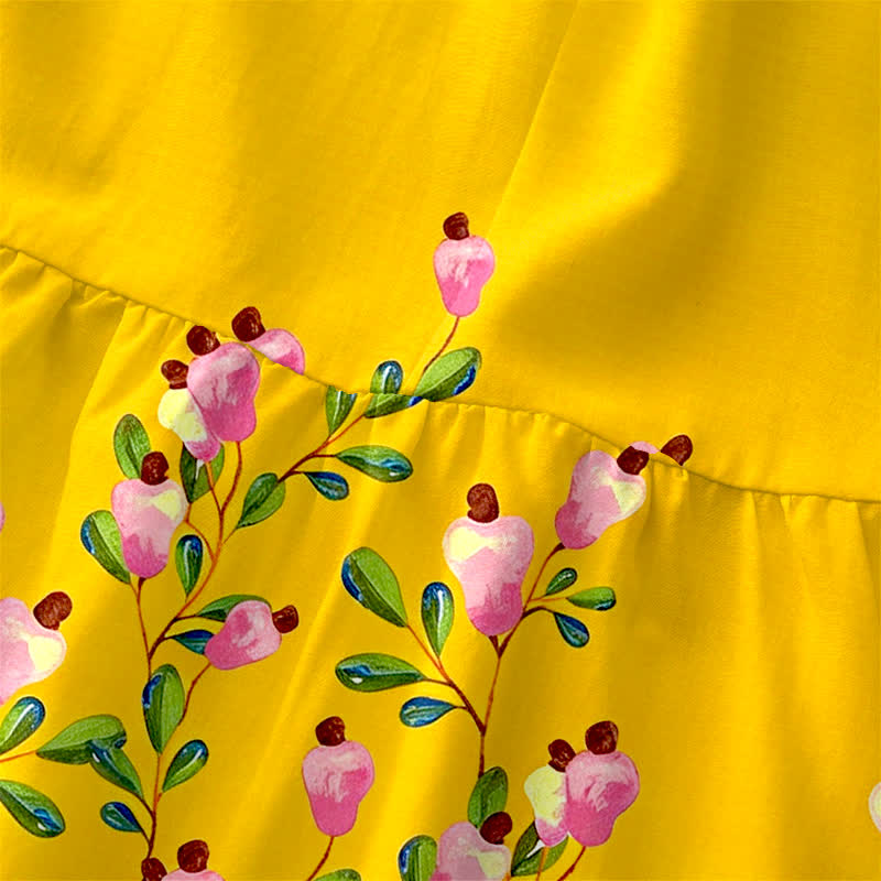 Buddha Stones Robe midi d'été décontractée pour femme, à motif floral et sans manches, avec poches - image 1