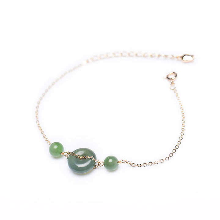 Buddha Stones Bracelet Hetian Jade Peace Buckle Harmony Minimaliste à Chaîne Ronde et Boucle Harmony - image 8