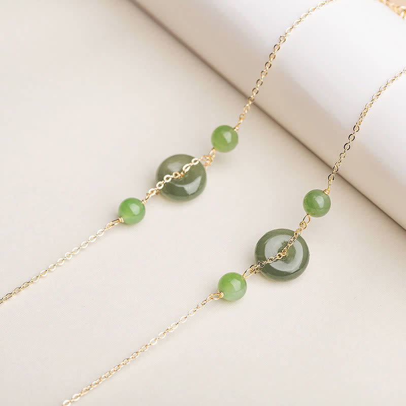 Buddha Stones Bracelet Hetian Jade Peace Buckle Harmony Minimaliste à Chaîne Ronde et Boucle Harmony - image 3