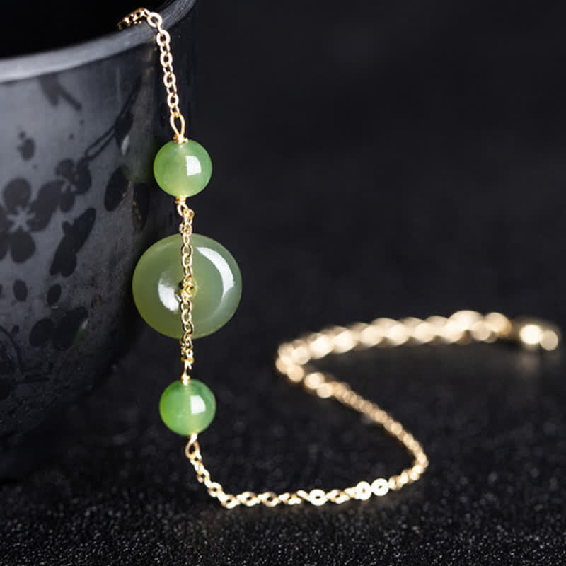Buddha Stones Bracelet Hetian Jade Peace Buckle Harmony Minimaliste à Chaîne Ronde et Boucle Harmony - image 7