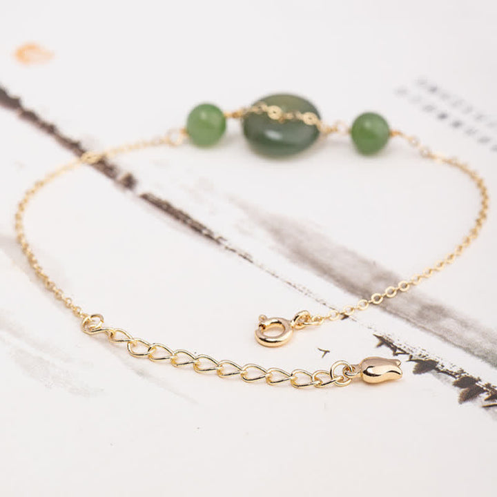 Buddha Stones Bracelet Hetian Jade Peace Buckle Harmony Minimaliste à Chaîne Ronde et Boucle Harmony - image 1
