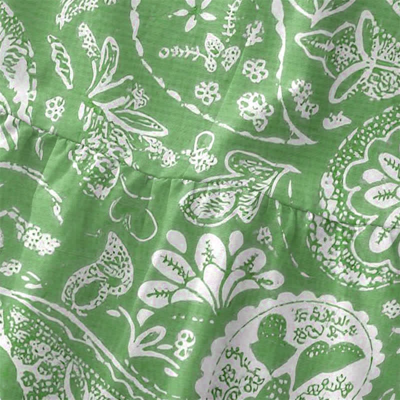 Buddha Stones Robe midi d'été décontractée blanche à motif floral médaillon, sans manches et avec poches, pour femme - image 1