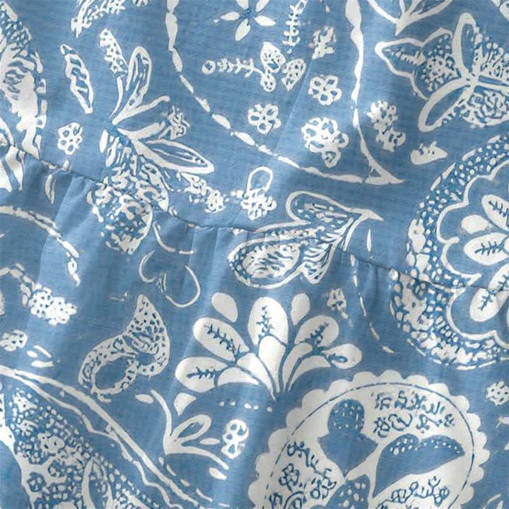 Buddha Stones Robe midi d'été décontractée blanche à motif floral médaillon, sans manches et avec poches, pour femme - image 5
