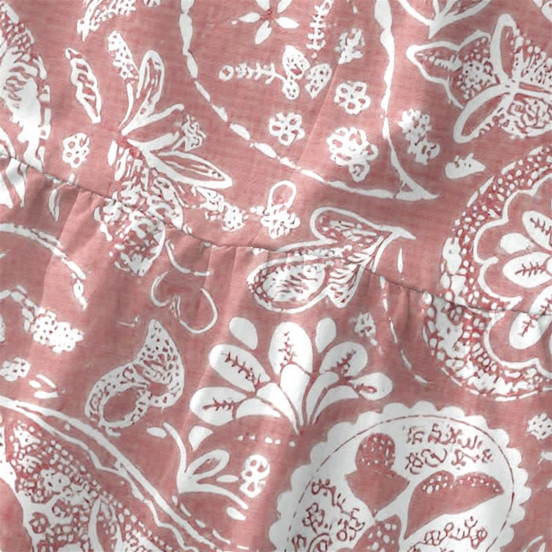 Buddha Stones Robe midi d'été décontractée blanche à motif floral médaillon, sans manches et avec poches, pour femme - image 9
