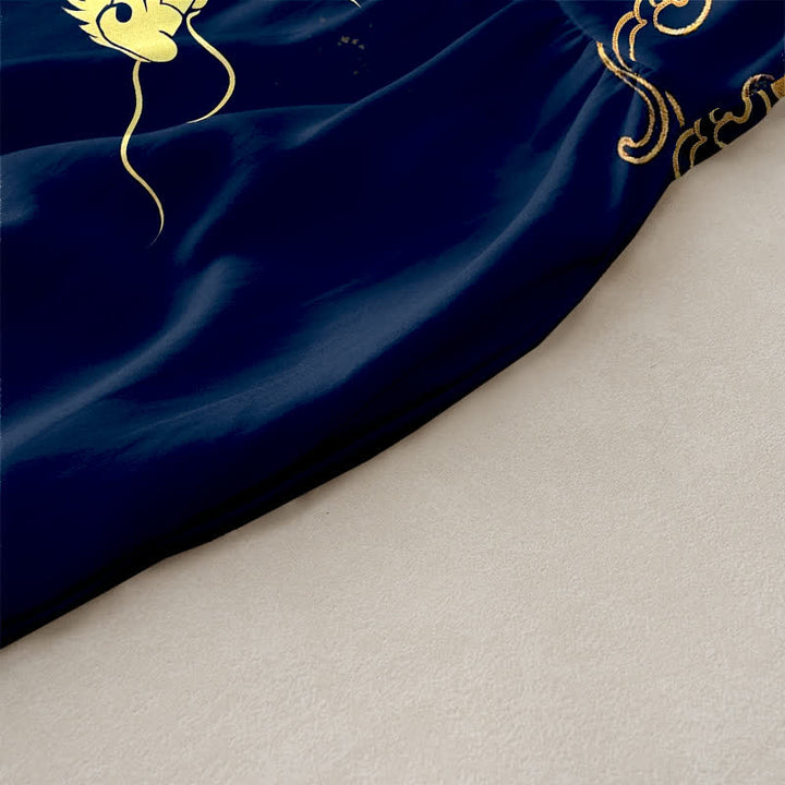 Buddha Stones Robe midi d'été décontractée pour femme, sans manches, à motif nuage de dragon doré et poches - image 2