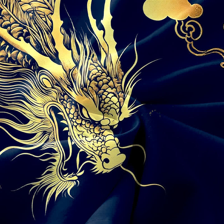 Buddha Stones Robe midi d'été décontractée pour femme, sans manches, à motif nuage de dragon doré et poches - image 3
