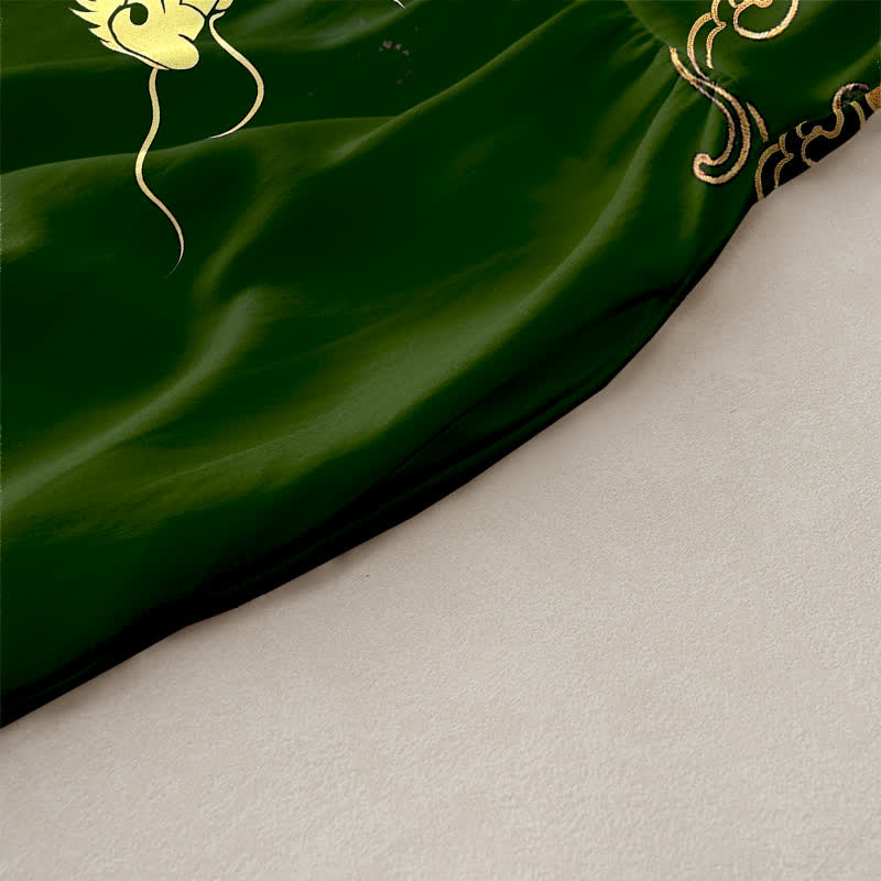 Buddha Stones Robe midi d'été décontractée pour femme, sans manches, à motif nuage de dragon doré et poches - image 10