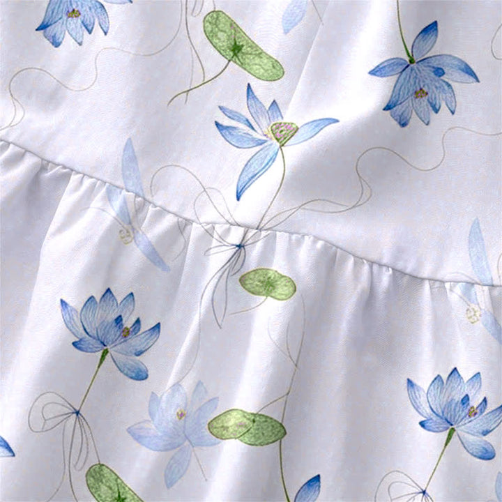 Buddha Stones Robe midi d'été décontractée pour femme, à motif feuilles de lotus, sans manches et avec poches - image 5