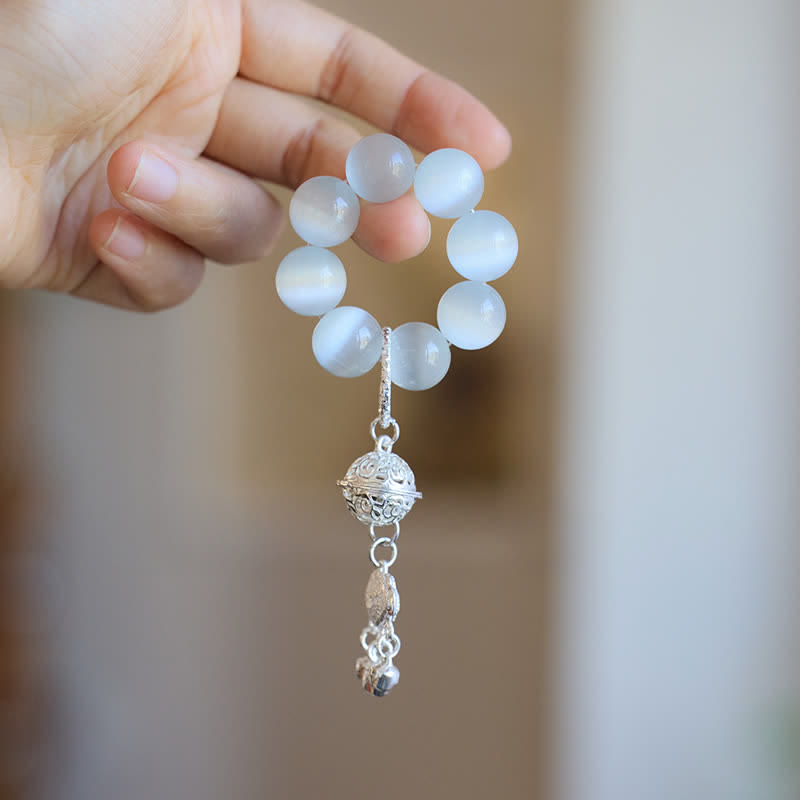 Buddha Stones Perles de méditation tactiles Ruyi en forme d'œil de chat blanc, porte-bonheur - image 4