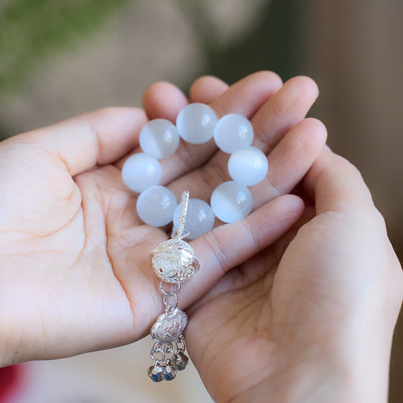 Buddha Stones Perles de méditation tactiles Ruyi en forme d'œil de chat blanc, porte-bonheur - image 3
