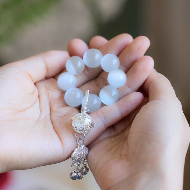 Buddha Stones Perles de méditation tactiles Ruyi en forme d'œil de chat blanc, porte-bonheur - image 3
