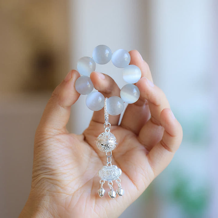 Buddha Stones Perles de méditation tactiles Ruyi en forme d'œil de chat blanc, porte-bonheur - Œil de chat blanc (Chance ♥ Positive) - image 0