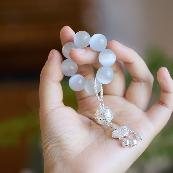Buddha Stones Perles de méditation tactiles Ruyi en forme d'œil de chat blanc, porte-bonheur - image 1