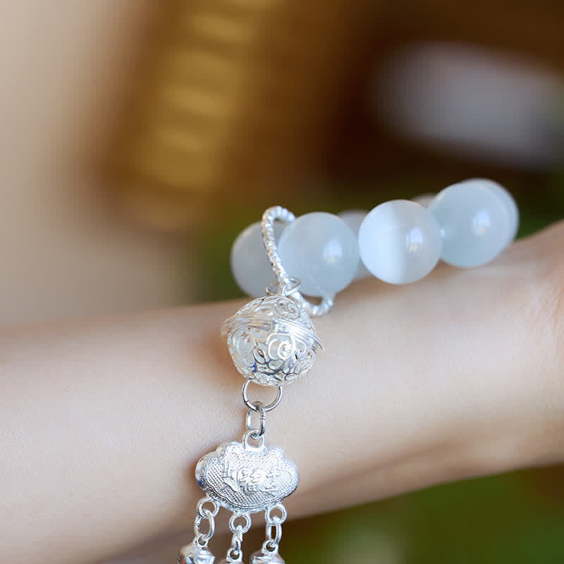 Buddha Stones Perles de méditation tactiles Ruyi en forme d'œil de chat blanc, porte-bonheur - image 5