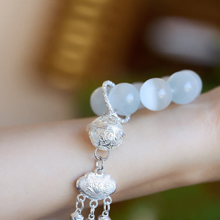 Buddha Stones Perles de méditation tactiles Ruyi en forme d'œil de chat blanc, porte-bonheur - image 5