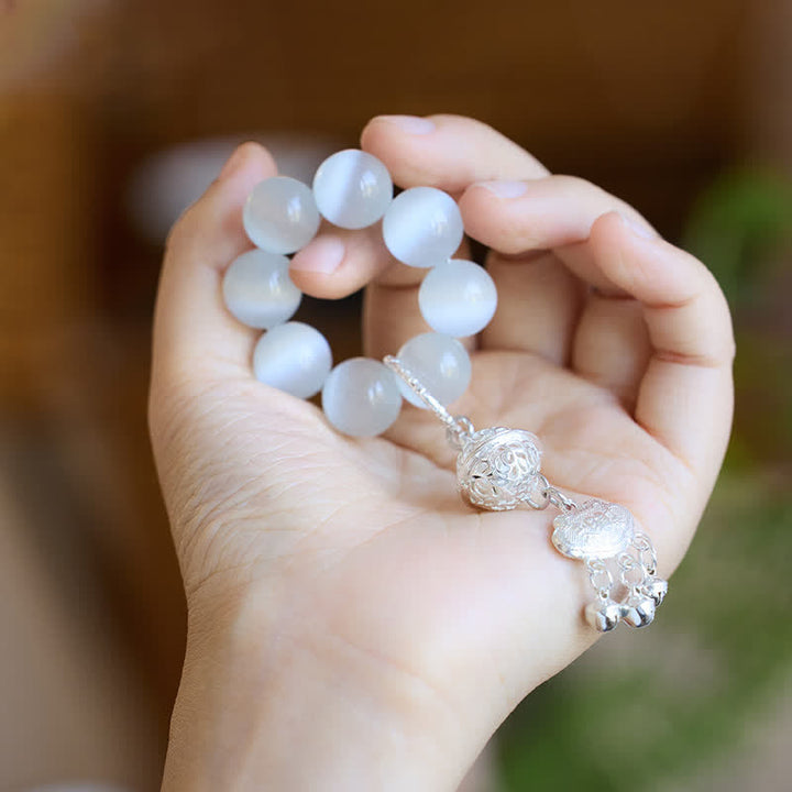Buddha Stones Perles de méditation tactiles Ruyi en forme d'œil de chat blanc, porte-bonheur - image 2