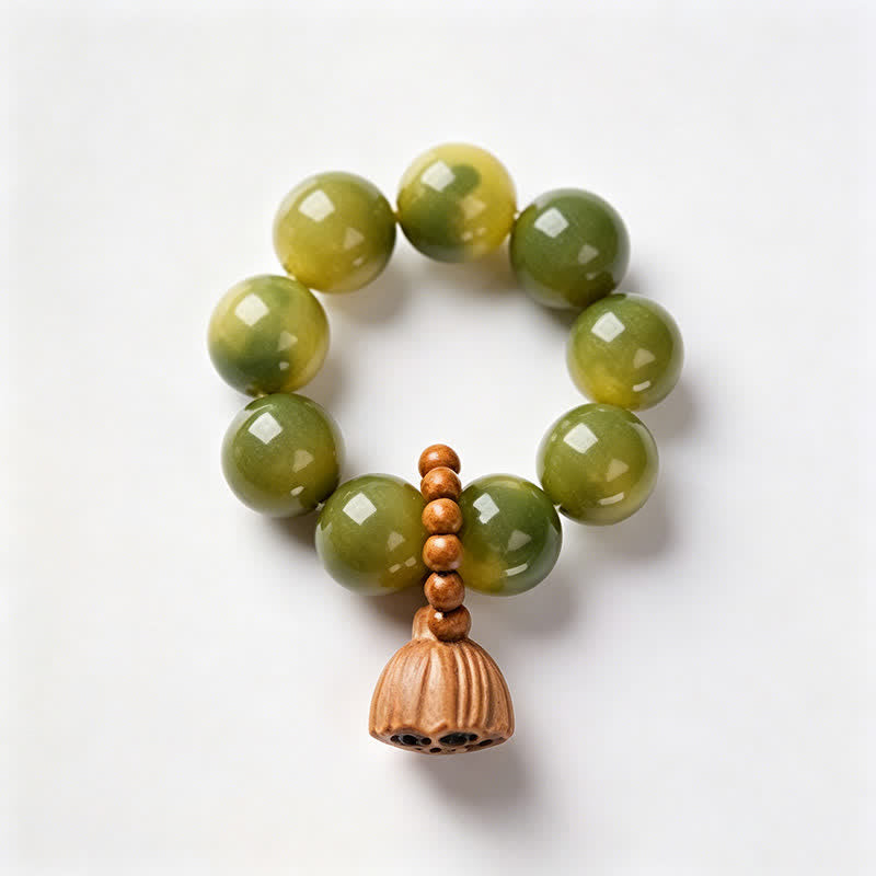 Buddha Stones Perles de méditation tactiles polies à la main, ornées de graines de Bodhi blanches et de capsules de lotus, pour un ancrage optimal. - Vert - Graine de Bodhi blanche (Pureté ♥ Clarté) - image 10