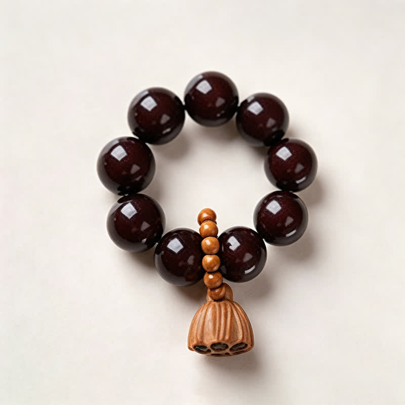 Buddha Stones Perles de méditation tactiles polies à la main, ornées de graines de Bodhi blanches et de capsules de lotus, pour un ancrage optimal. - Noir - Graine de Bodhi blanche (Pureté ♥ Clarté) - image 17