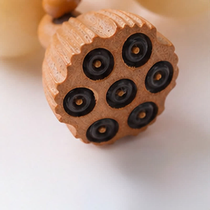 Buddha Stones Perles de méditation tactiles polies à la main, ornées de graines de Bodhi blanches et de capsules de lotus, pour un ancrage optimal. - image 9