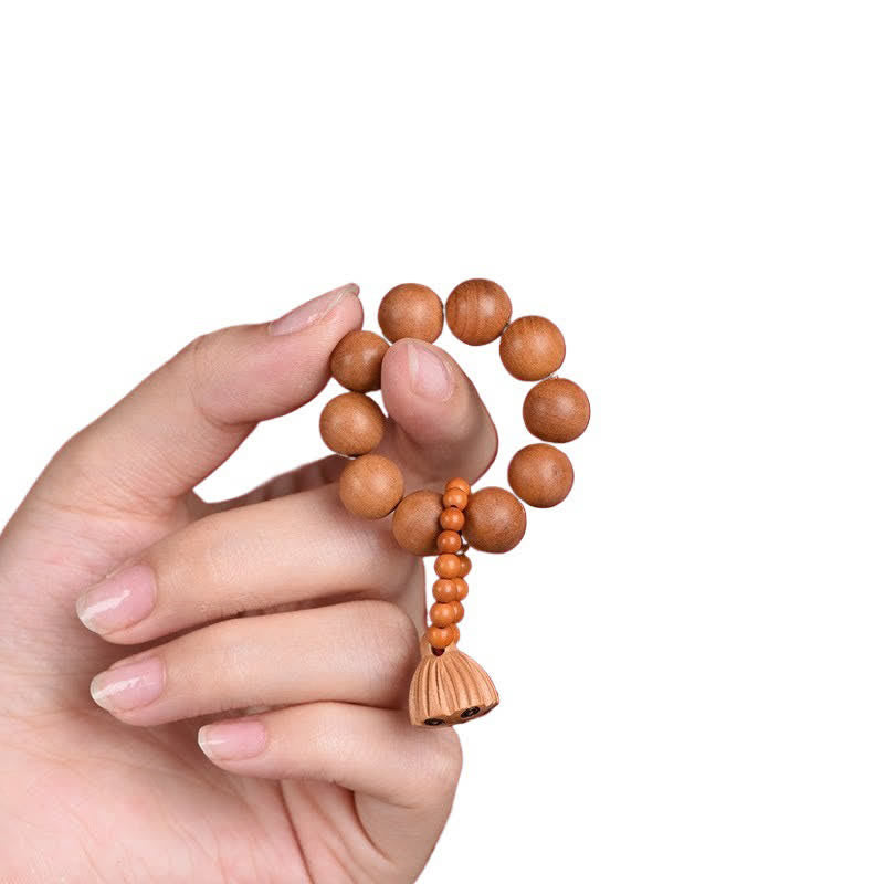 Buddha Stones Perles de méditation tactiles en bois de pêcher et gousse de lotus polies à la main, pour un ancrage optimal - image 3