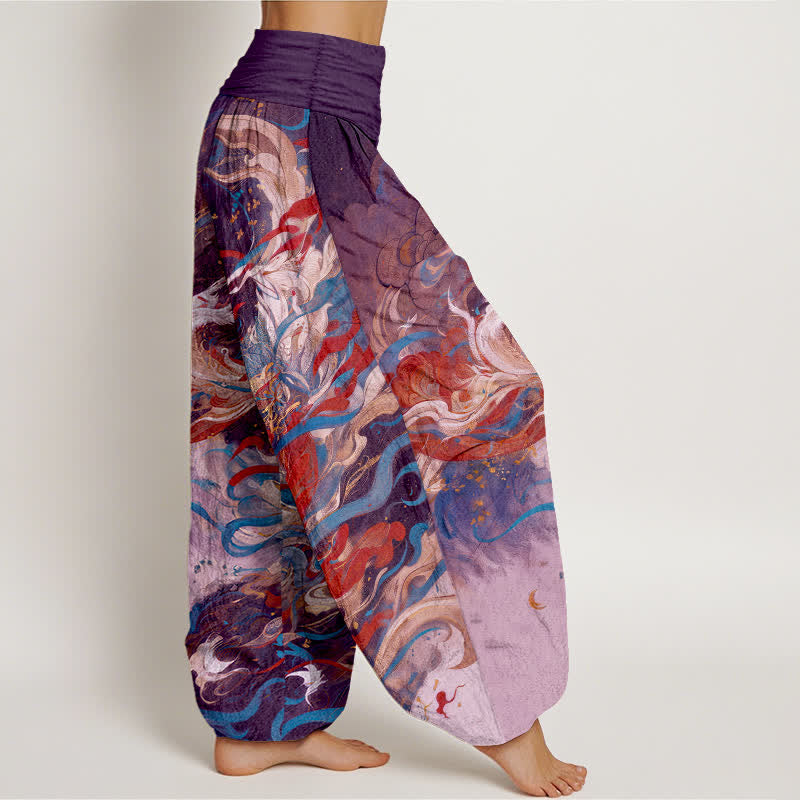 Buddha Stones Pantalon harem pour femme en coton Dunhuang à motif de nuages ​​orientaux et taille élastique - image 10