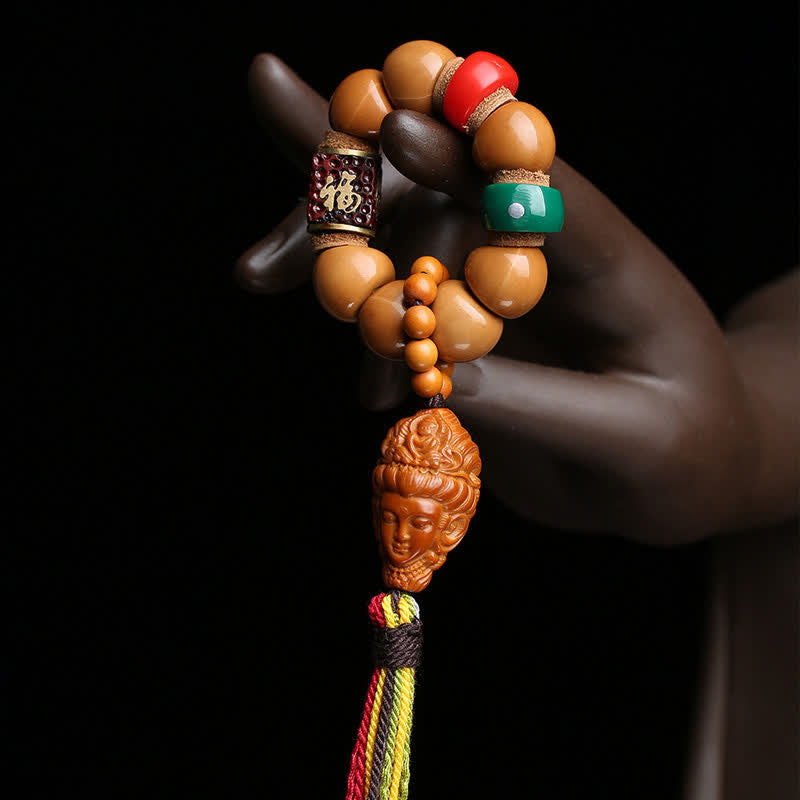 Buddha Stones Graine de Bodhi Avalokiteshvara Fu Caractère Paix Perles de méditation tactiles à pompon coloré tibétain Décorations - Graine de Bodhi (Éveil ♥ Sagesse) - image 0