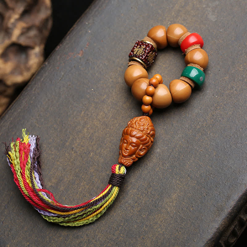 Buddha Stones Graine de Bodhi Avalokiteshvara Fu Caractère Paix Perles de méditation tactiles à pompon coloré tibétain Décorations - image 1