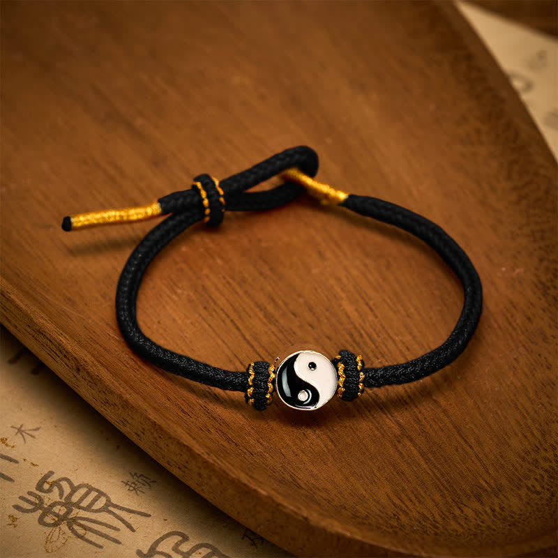 Buddha Stones Bracelet porte-bonheur Yin Yang en cordon tressé rouge tissé à la main - image 10