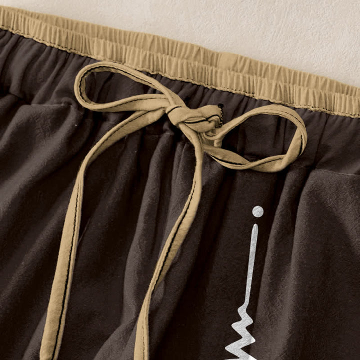 Buddha Stones Pantalon pour femme en pur coton avec motif du symbole Om, taille élastique et poches - image 9