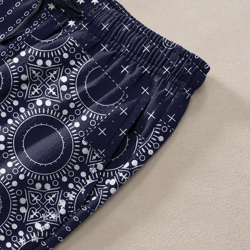 Buddha Stones Pantalon fuselé pour homme en coton à motif bandana bohème et poches - image 2